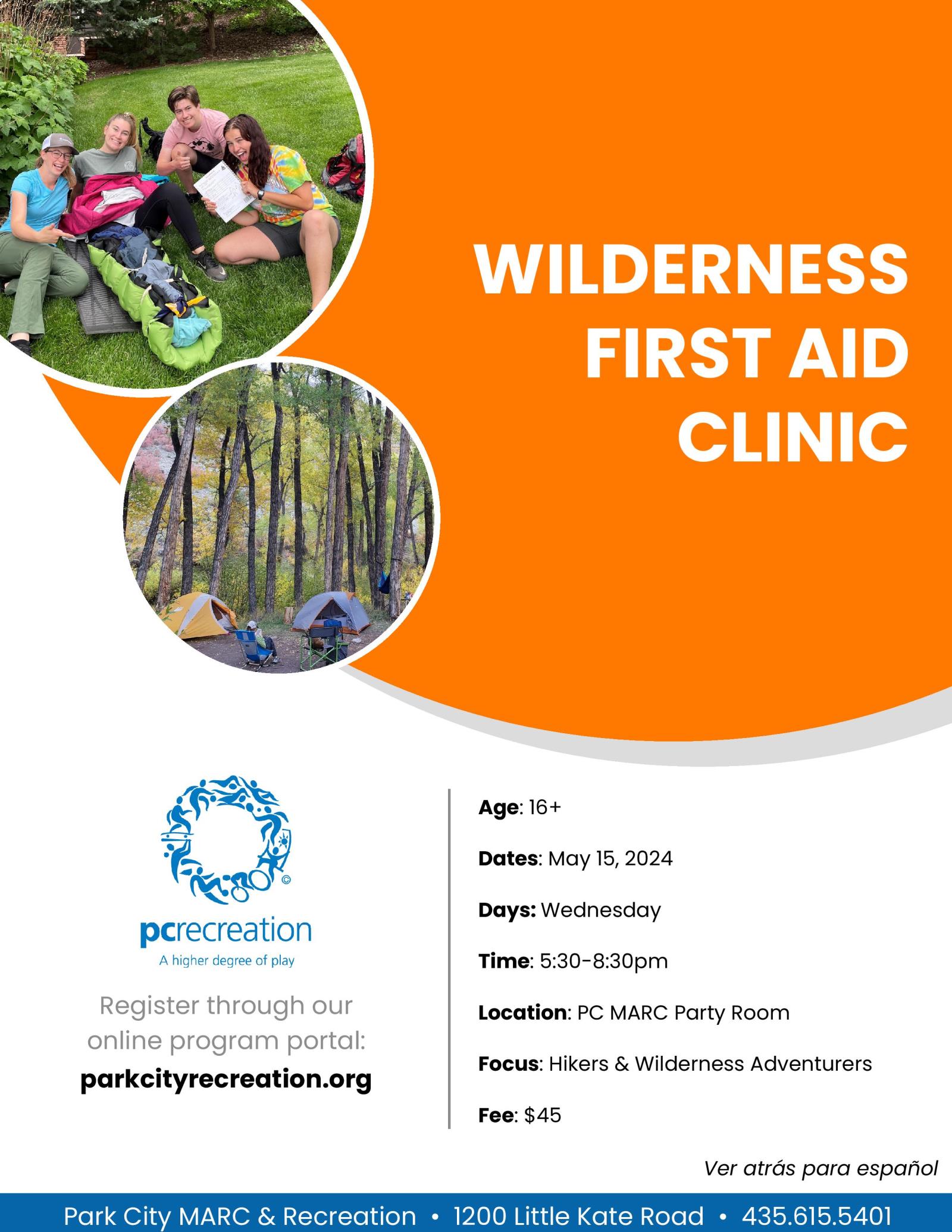 Wilderness First Aid Clinic - May 2024 English