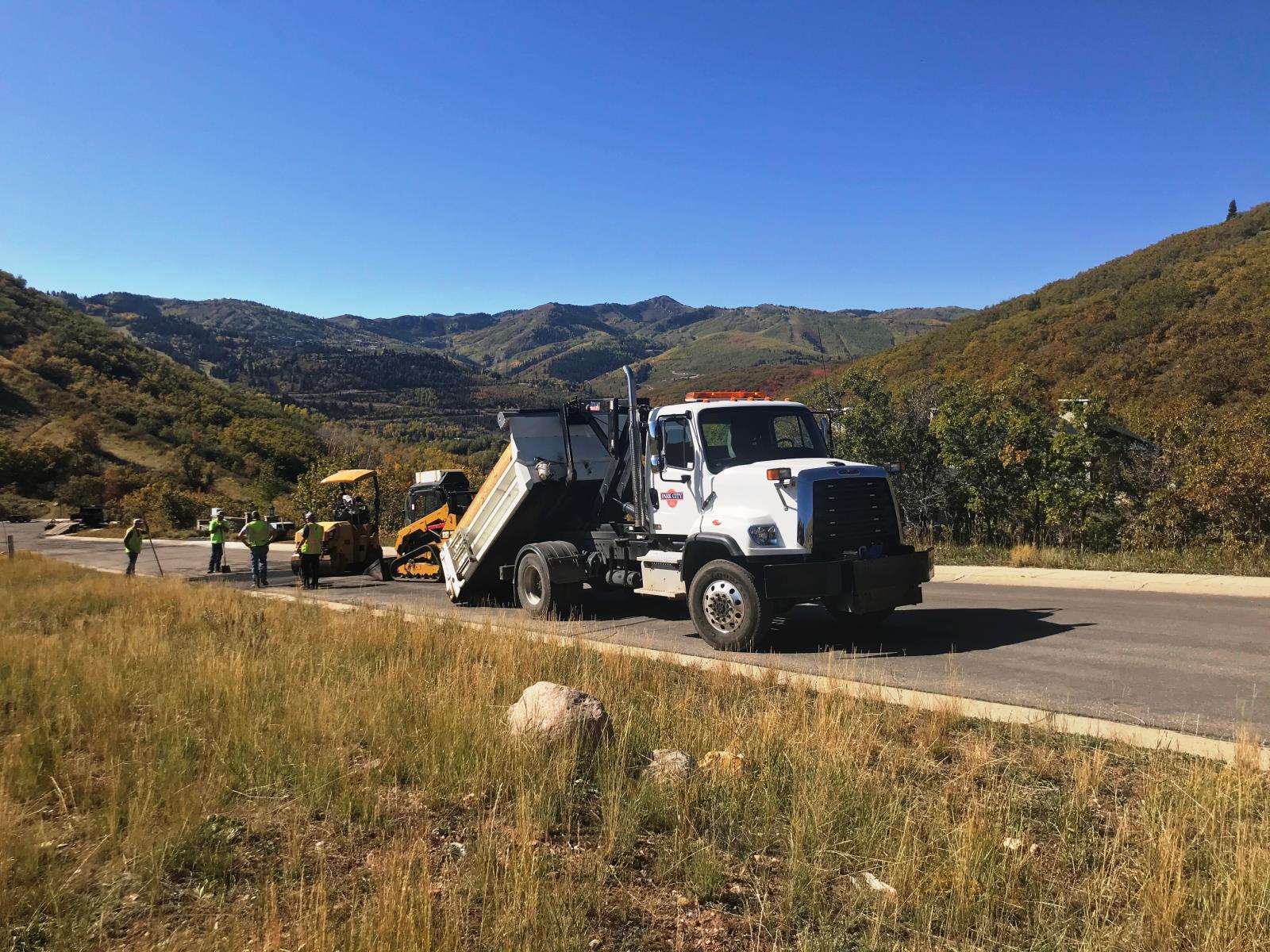 Upper Deer Valley Road Work with large dump truck
